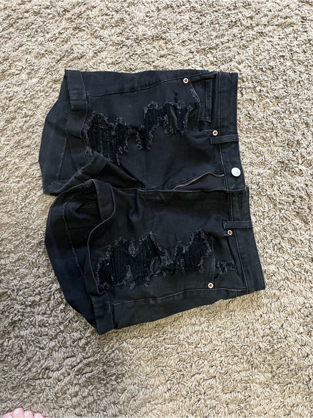 American Eagle Outfitters Black Distressed Denim Cutoff Shorts